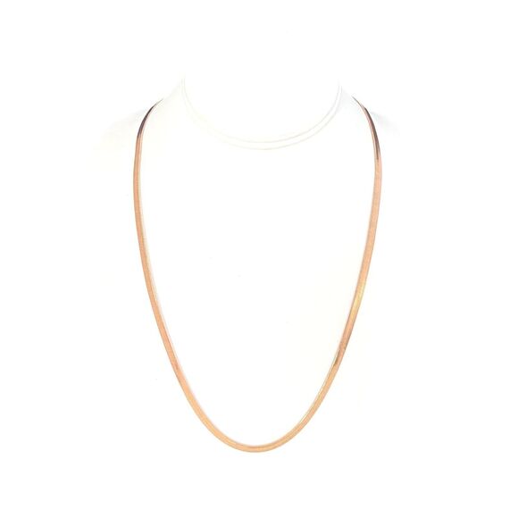 Vintage Herringbone Necklace Flat Chain Gold Plated Classic Chic NB1 - Picture 5 of 5